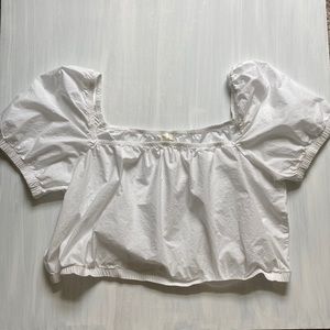 White square top with puffy sleeves